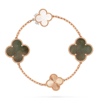 [GALE]DETACHABLE CLOVER 15(11+4) FLOWER ROSE GOLD NECKLACE SET