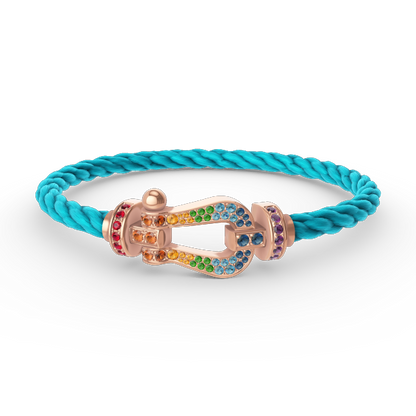 [GALE]FORCE LARGE HORSESHOE  COLORED DIAMOND BRACELET ROSE GOLD