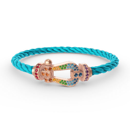 [GALE]FORCE LARGE HORSESHOE  COLORED DIAMOND BRACELET ROSE GOLD