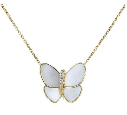 [GALE]BUTTERFLY GOLD MOP DIAMOND NECKLACE