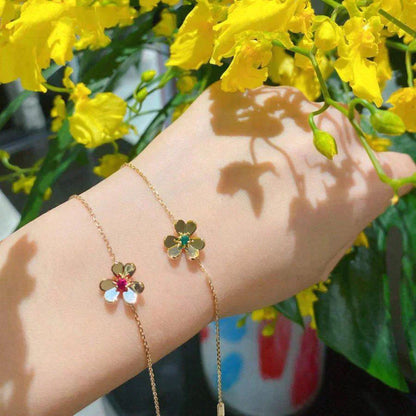 [GALE]FRIVOLE GOLD FLOWER PINK MALACHITE BRACELET