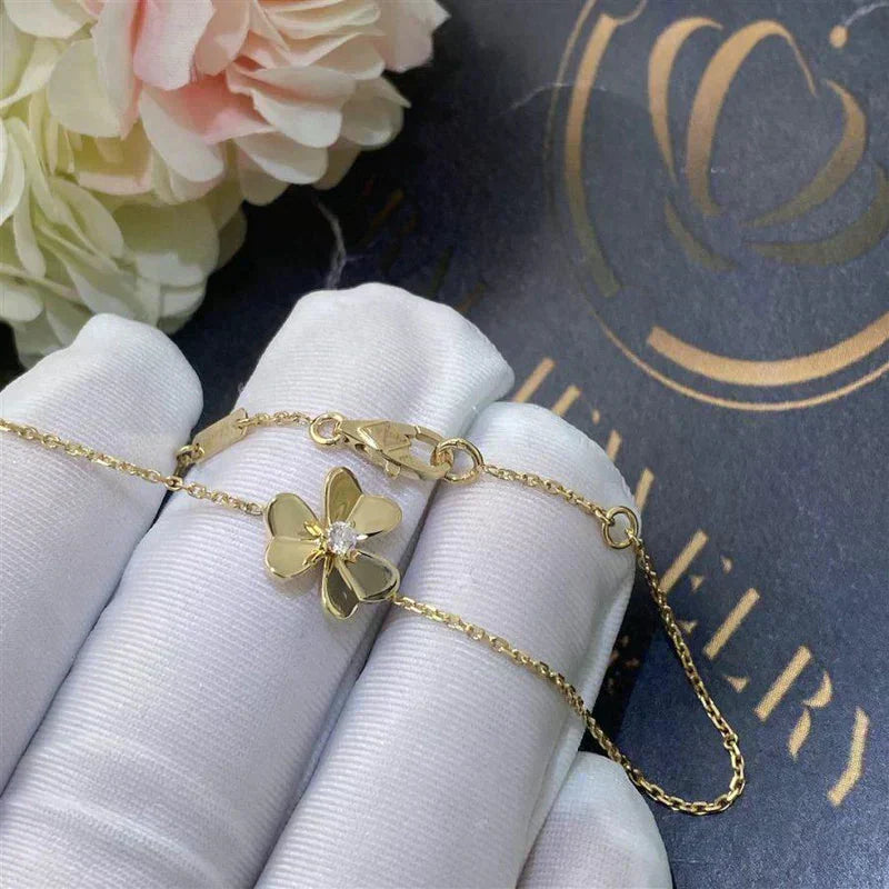 [GALE]FRIVOLE GOLD FLOWER PINK MALACHITE BRACELET