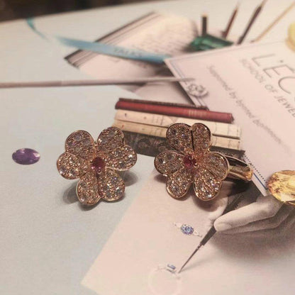[GALE]FRIVOLE PINK GOLD FLOWER DIAMOND EARRINGS