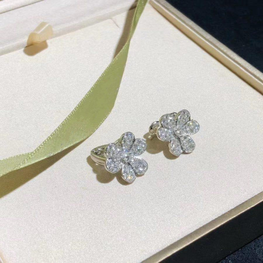 [GALE]FRIVOLE SILBERNE BLUMEN-DIAMANT-OHRRINGE