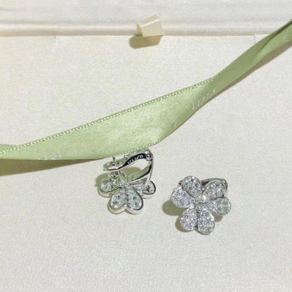 [GALE]FRIVOLE SILBERNE BLUMEN-DIAMANT-OHRRINGE