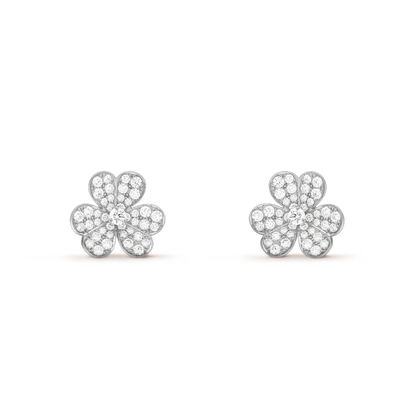 [GALE]FRIVOLE SILBERNE BLUMEN-DIAMANT-OHRRINGE