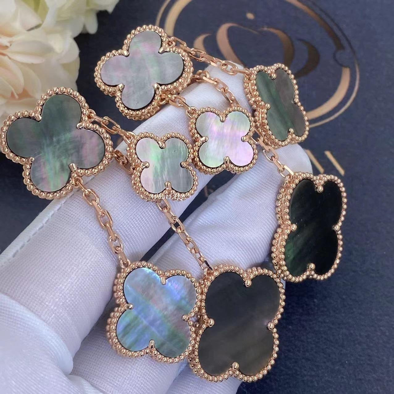 [GALE]Clover Ohrringe, dunkles Perlmutt, 4 Motive, Roségold