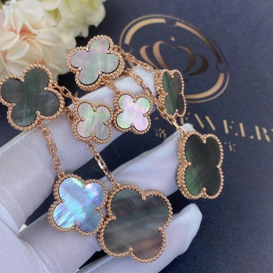 [GALE]Clover Ohrringe, dunkles Perlmutt, 4 Motive, Roségold