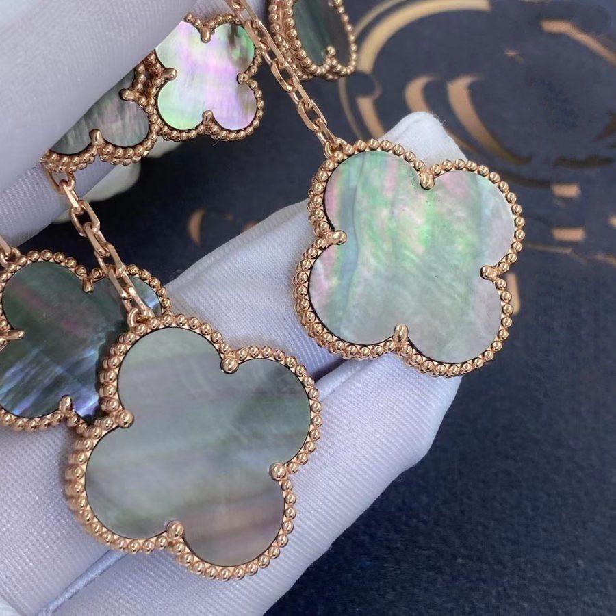 [GALE]Clover Ohrringe, dunkles Perlmutt, 4 Motive, Roségold