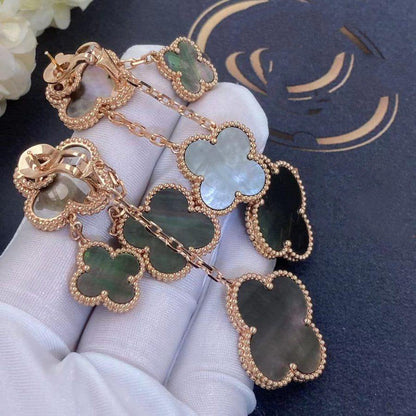 [GALE]Clover Ohrringe, dunkles Perlmutt, 4 Motive, Roségold