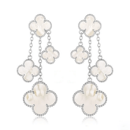 [GALE]CLOVER EARRINGS WHITE MOP 4 MOTIFS SILVER