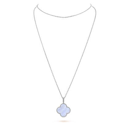 [GALE]CLOVER SILVER CHALCEDONY BIG CLOVER KETTE
