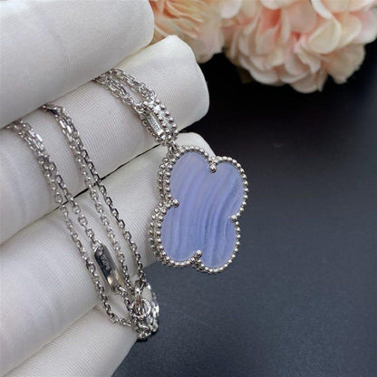 [GALE]CLOVER SILVER CHALCEDONY BIG CLOVER KETTE