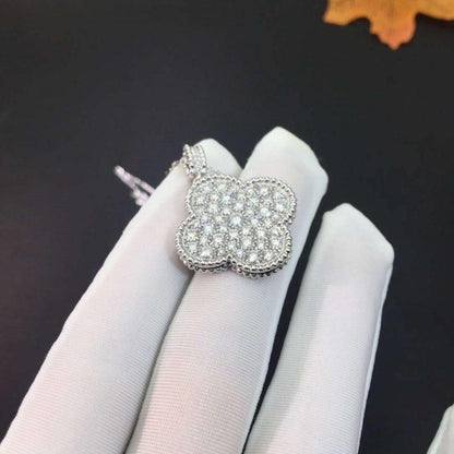 [GALE]CLOVER 25MM SILBER VOLLDIAMANTEN GROSSE KLEE-HALSKETTE