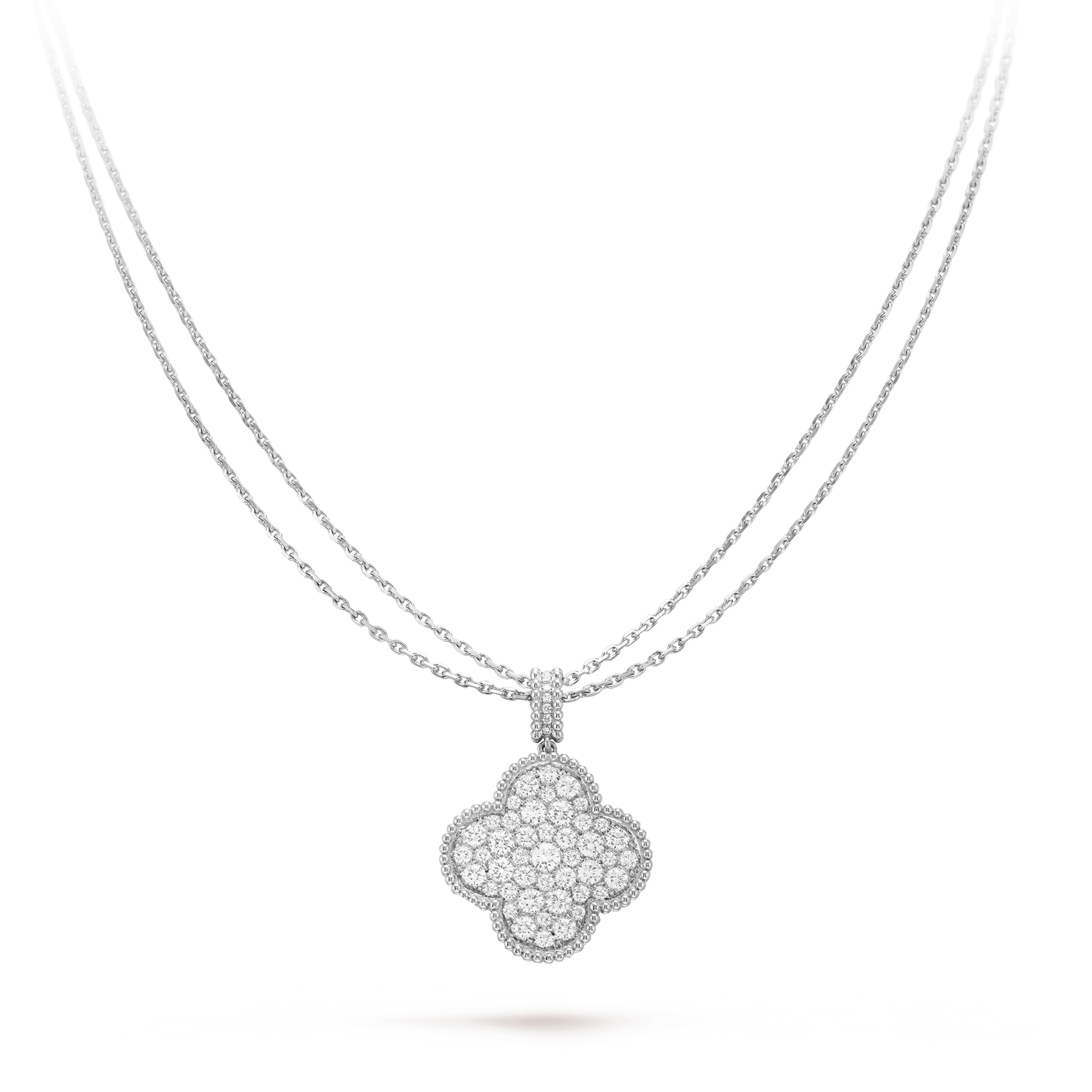 [GALE]CLOVER 25MM SILBER VOLLDIAMANTEN GROSSE KLEE-HALSKETTE