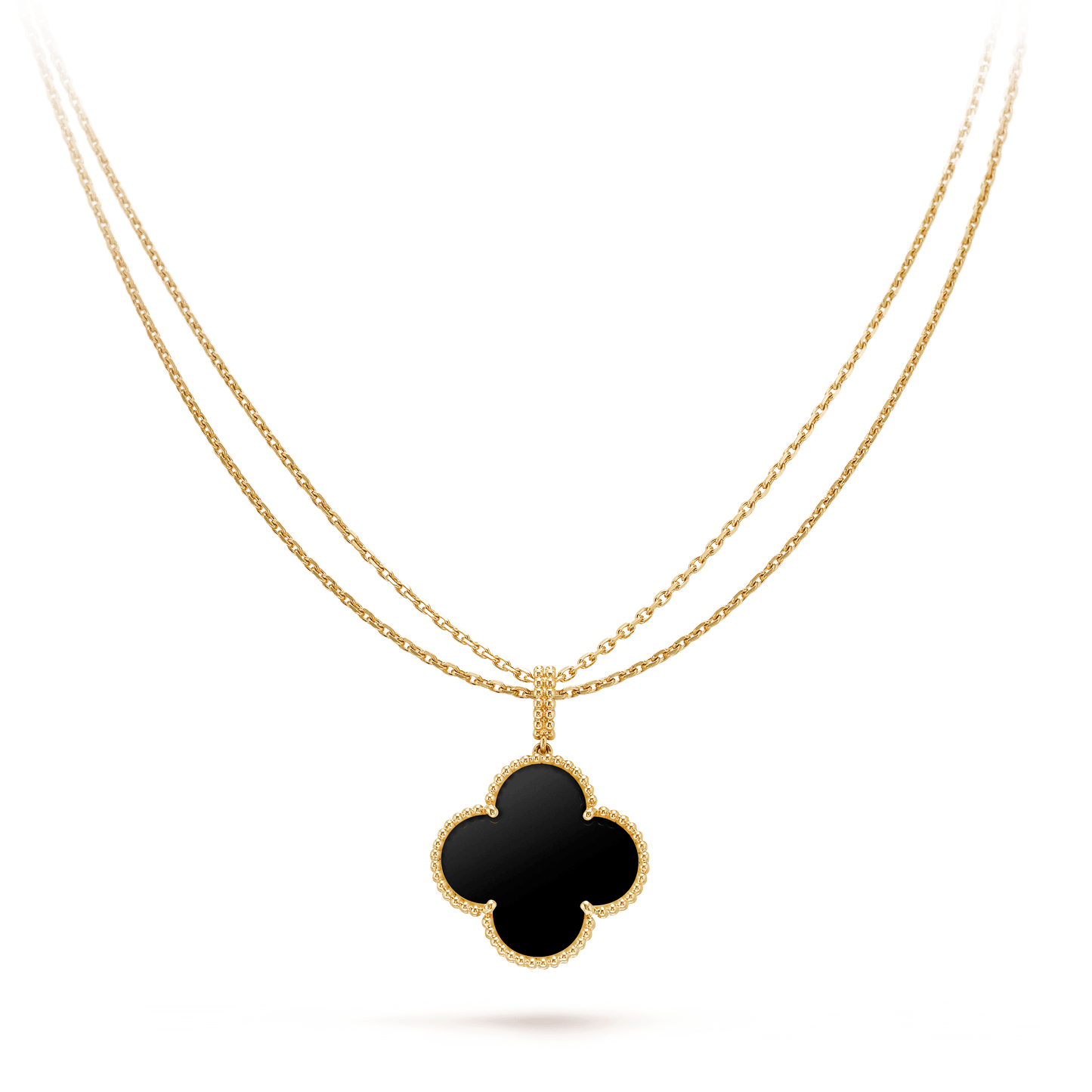 [GALE]CLOVER 25MM GOLD ONYX GROSSE KLEE-HALSKETTE