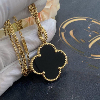 [GALE]CLOVER 25MM GOLD ONYX GROSSE KLEE-HALSKETTE