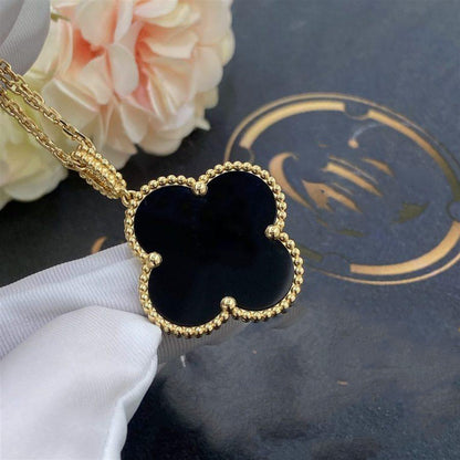 [GALE]CLOVER 25MM GOLD ONYX GROSSE KLEE-HALSKETTE