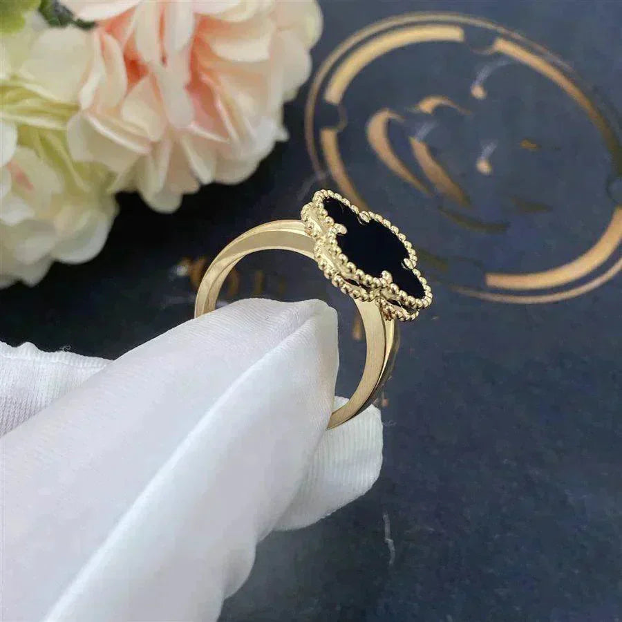 [GALE]CLOVER ONYX RING