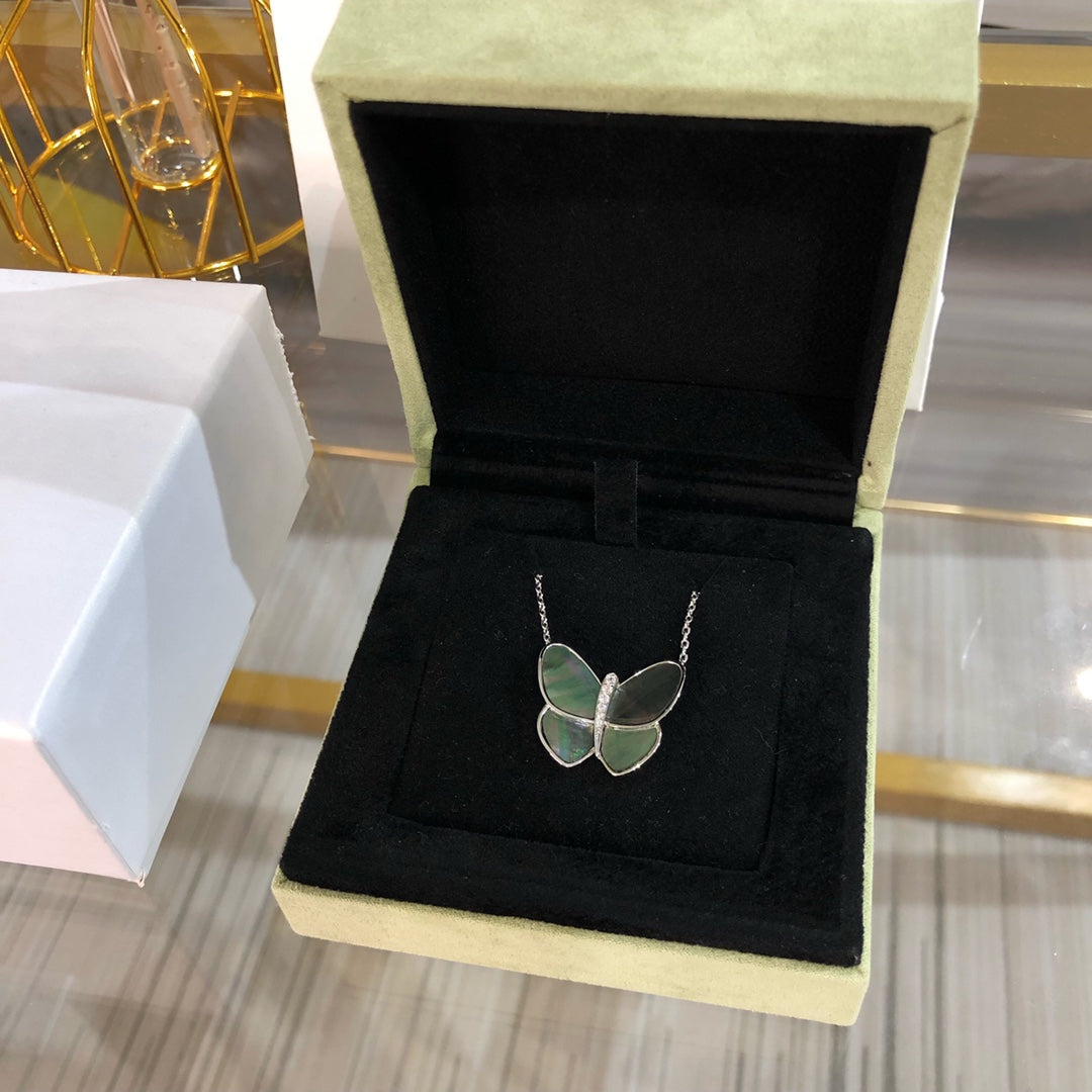 [GALE] GROSSE SCHMETTERLINGS-DIAMANT-ANHÄNGER-KETTE AUS SILBER