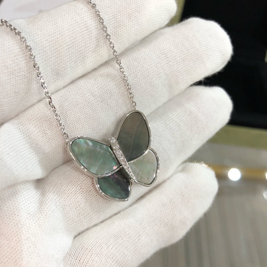 [GALE] GROSSE SCHMETTERLINGS-DIAMANT-ANHÄNGER-KETTE AUS SILBER