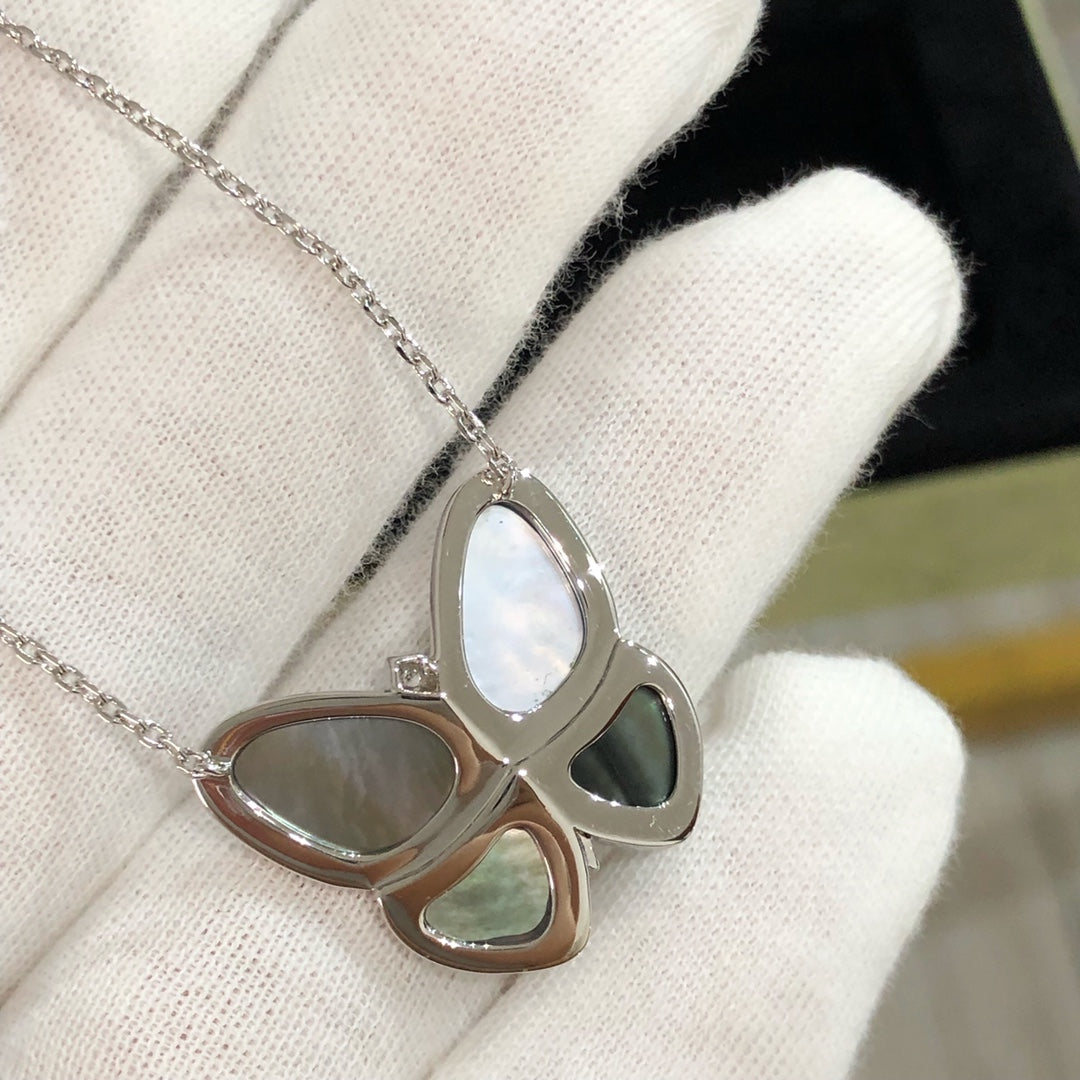 [GALE] GROSSE SCHMETTERLINGS-DIAMANT-ANHÄNGER-KETTE AUS SILBER