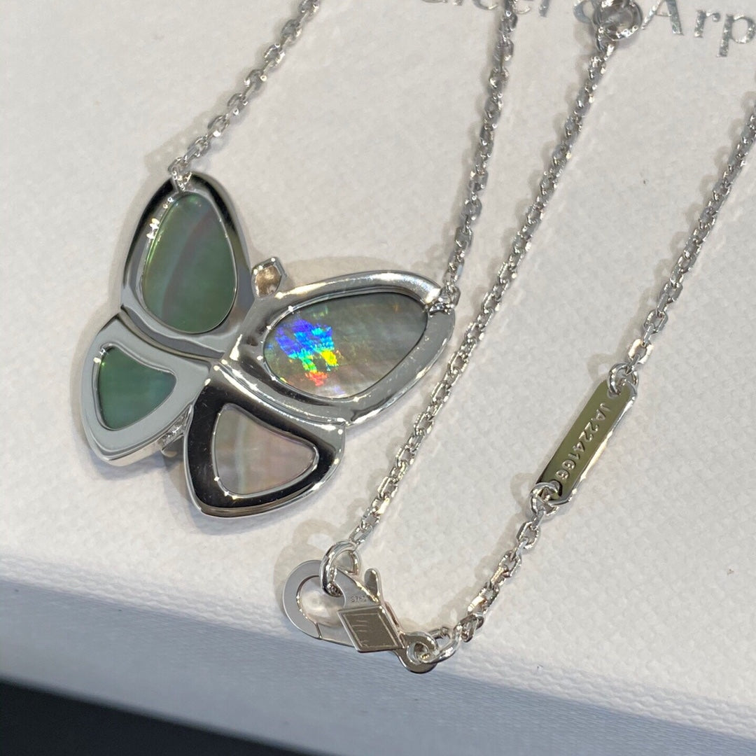 [GALE] GROSSE SCHMETTERLINGS-DIAMANT-ANHÄNGER-KETTE AUS SILBER