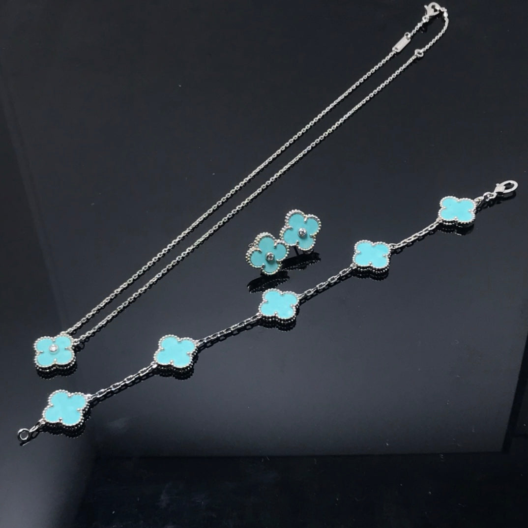 [GALE]CLOVER 1 DIAMOND BLUE SKY SILBERNE OHRRINGE