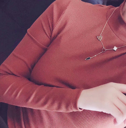 [GALE] GLÜCKSFRÜHLINGS-HALSKETTE MIT 4 MOTIVEN IN ROSÉGOLD