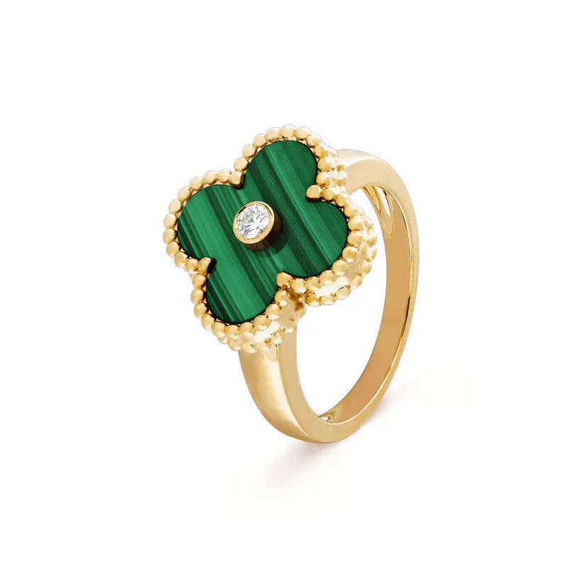 [GALE]CLOVER MALACHIT RING GOLD DIAMOND
