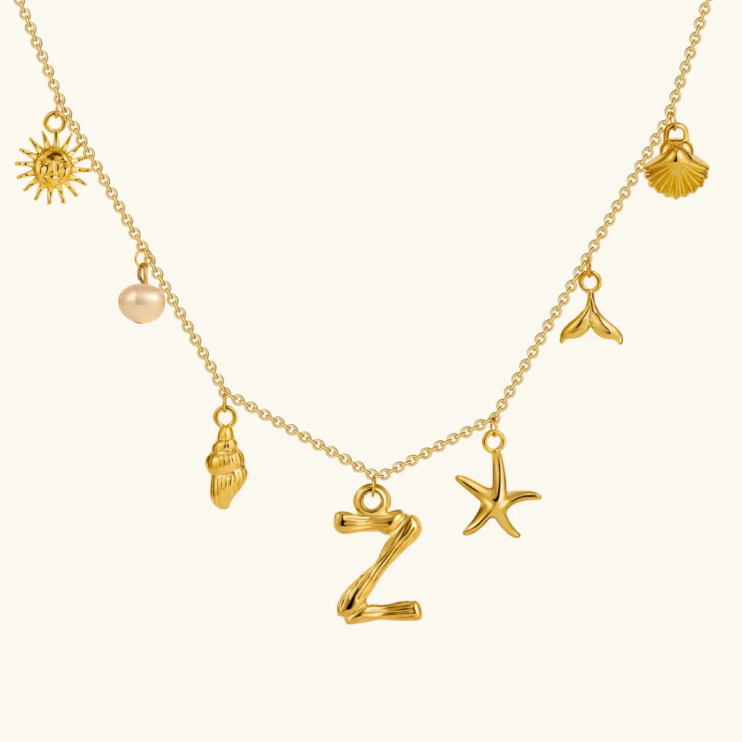 [GALE]Avaria Ocean Initial Necklace