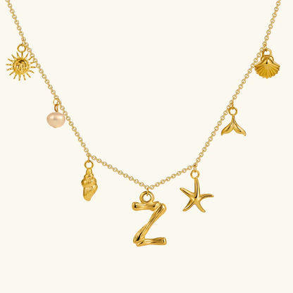 [GALE]Avaria Ocean Initial Necklace